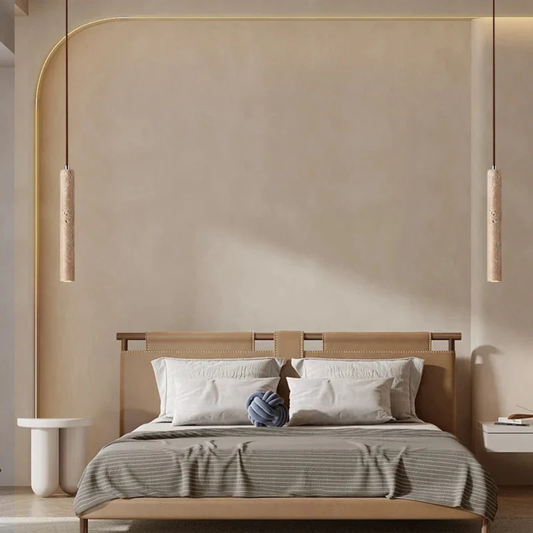 LUMINAIRE – Elegant Travertine LED Chandelier