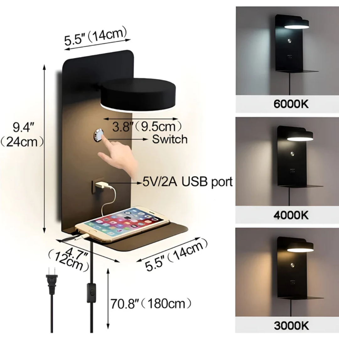 LUMINOX – Modern LED Wall Lamp with USB Charging