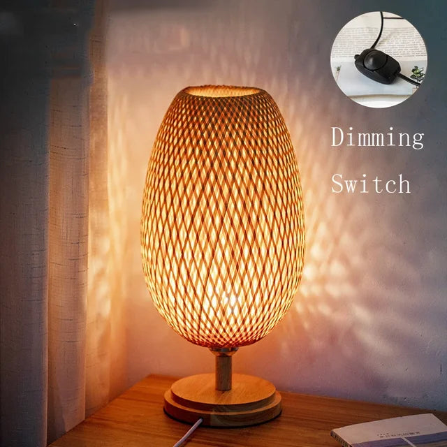 BAMBOO LUMINA – Vintage Table Lamp with Rustic Charm