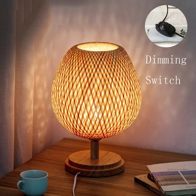 BAMBOO LUMINA – Vintage Table Lamp with Rustic Charm