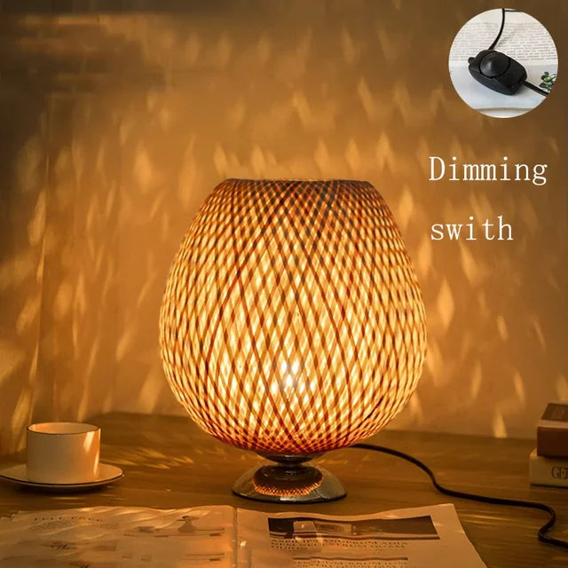 BAMBOO LUMINA – Vintage Table Lamp with Rustic Charm