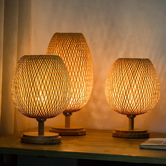 BAMBOO LUMINA – Vintage Table Lamp with Rustic Charm