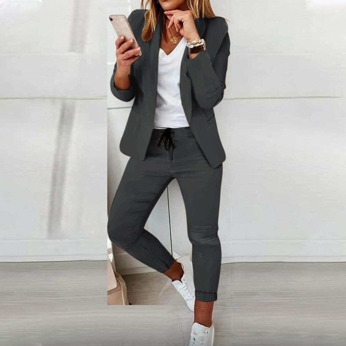 Elegant Blazer and Trousers Set for Women