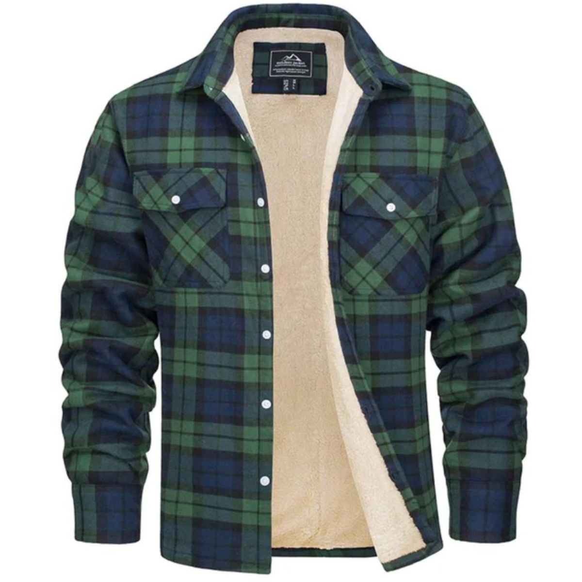 Fleece-Lined Checked Winter Jacket for Men