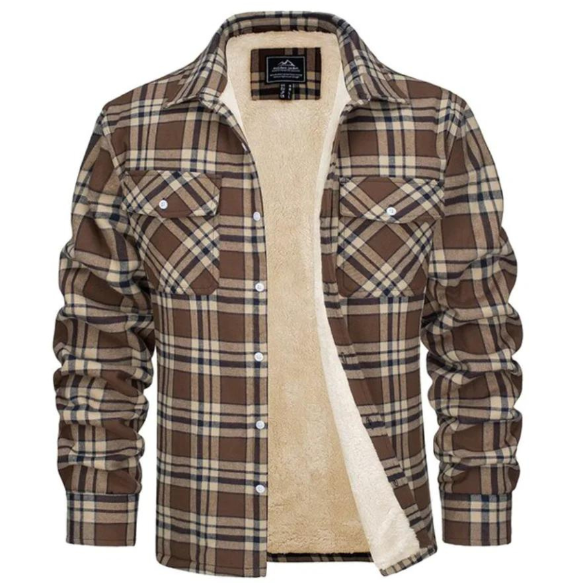 Fleece-Lined Checked Winter Jacket for Men
