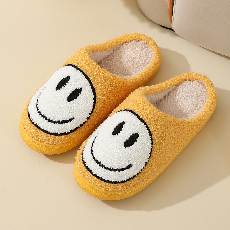 Cozy Smiley Face Plush Fur Slippers