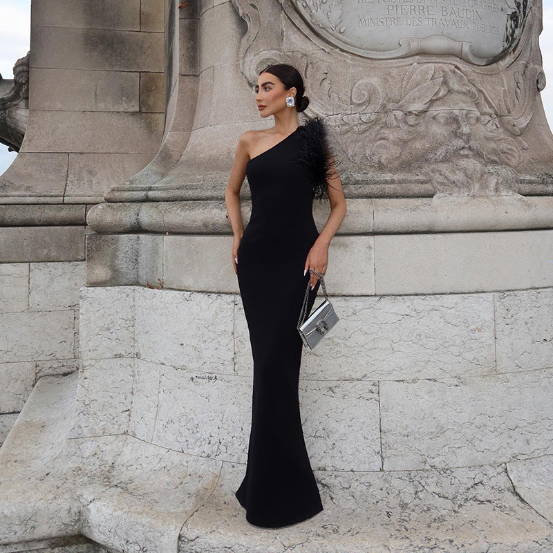 Elegant Off-Shoulder Fur Dress for All Occasions