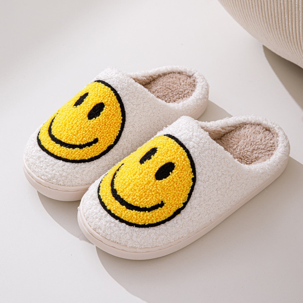 Cozy Smiley Face Plush Fur Slippers