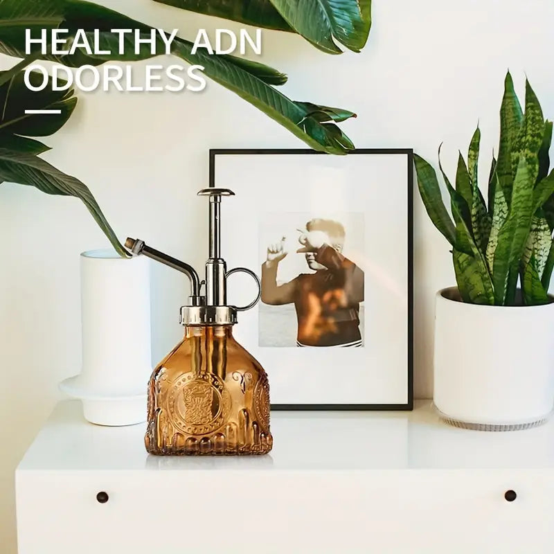 Vintage Glass Plant Sprayer with Metal Nozzle