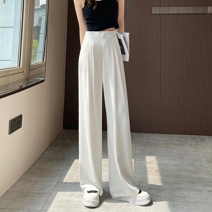 Elegant Wide-Leg Silk Trousers for Women