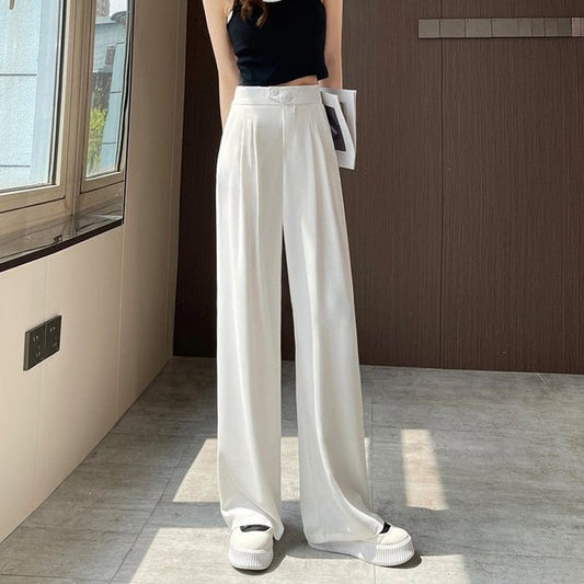 Elegant Wide-Leg Silk Trousers for Women
