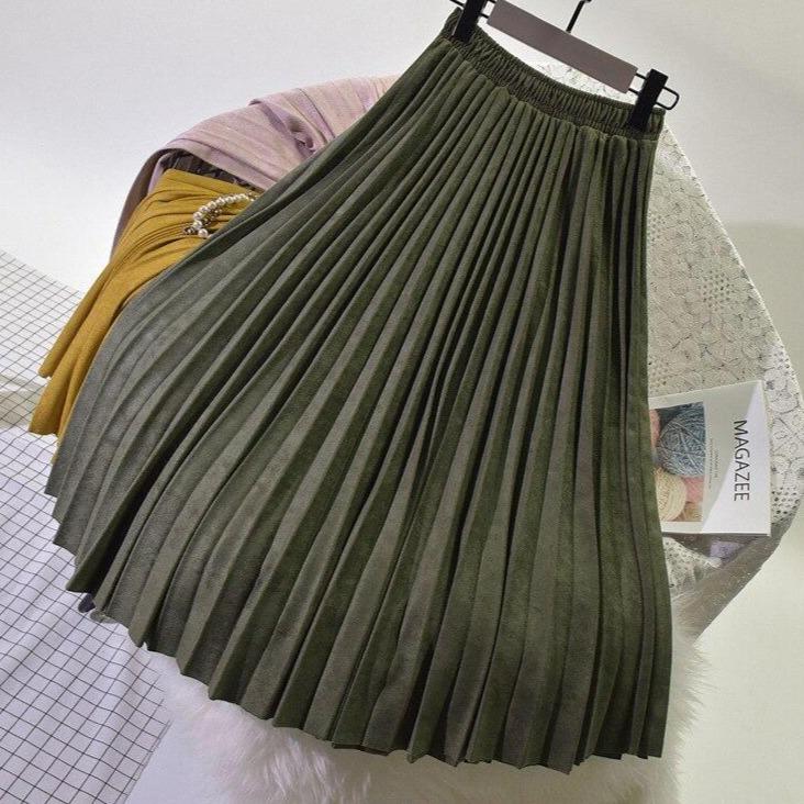 Versatile Mid-Length Pleated Skirt Collection