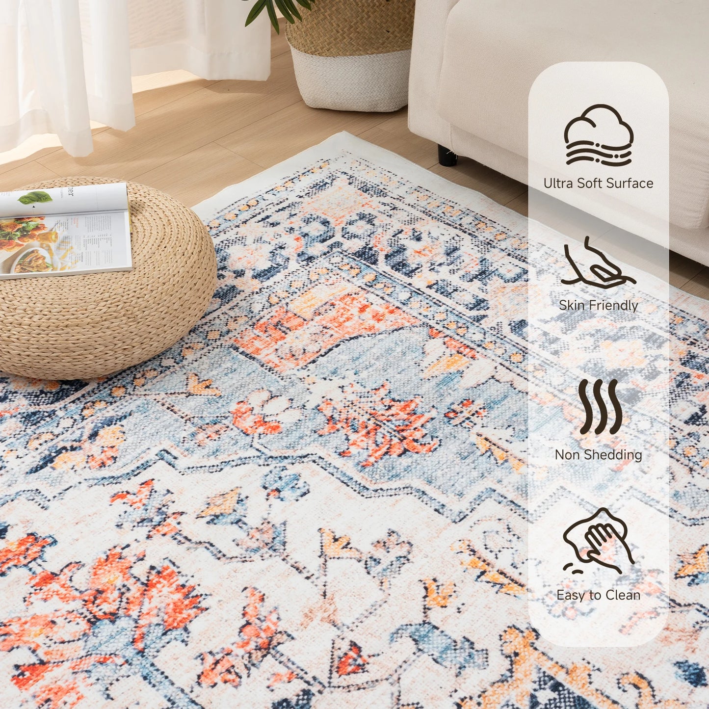 Vintage Washable Area Boho Rug