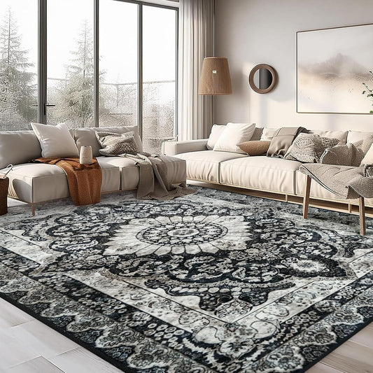 Noir Luxe Washable Boho Rug
