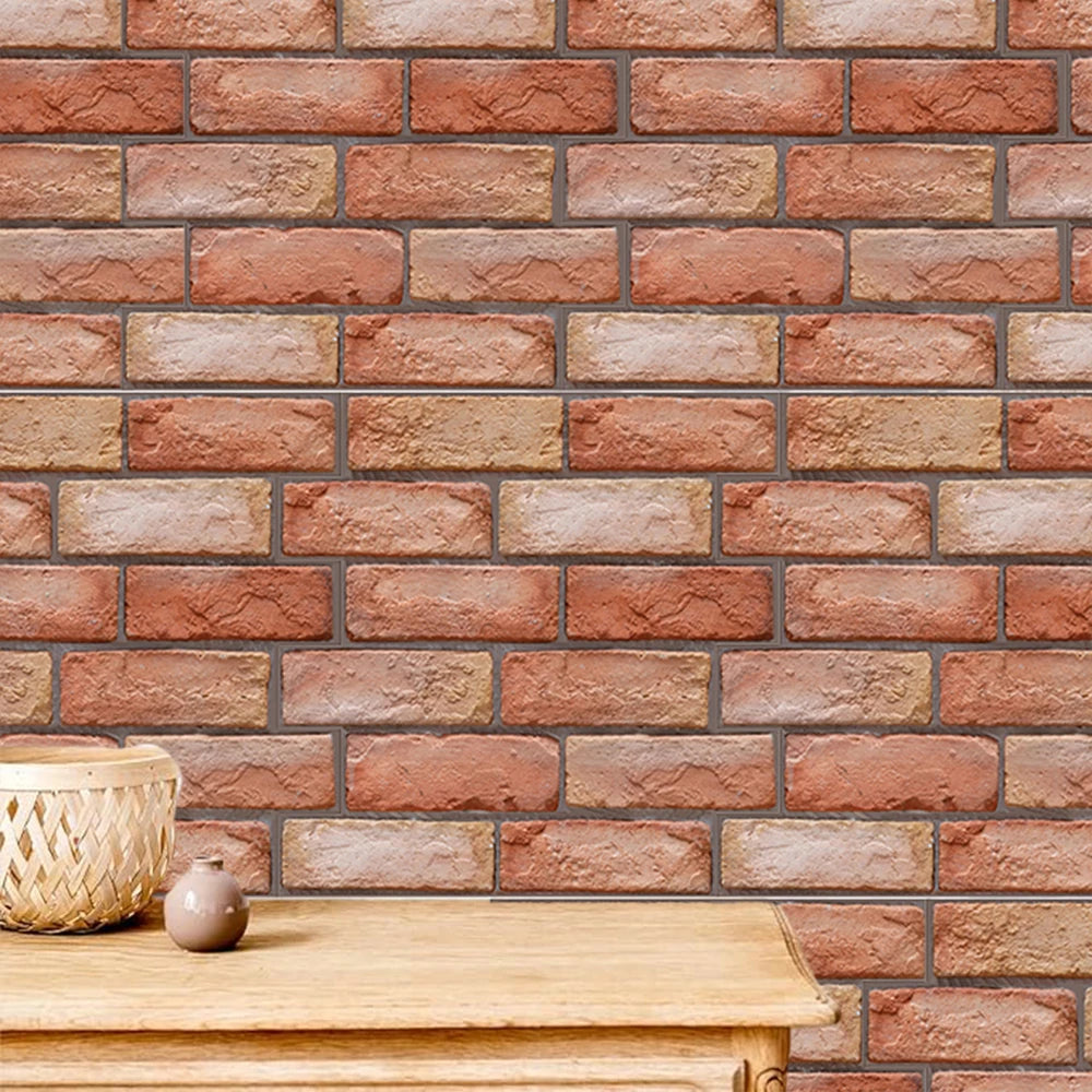 Rustic Brick 3D Wall Stickers – Pack of 10
