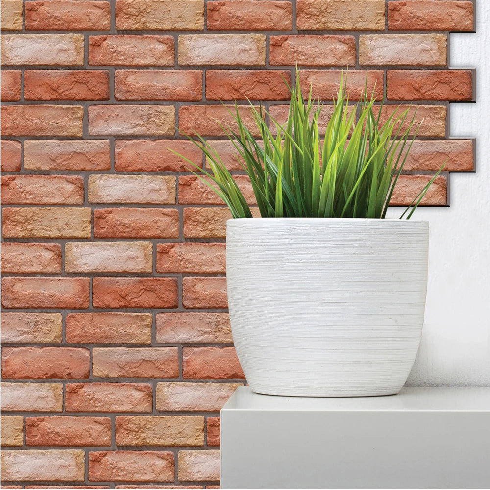 Rustic Brick 3D Wall Stickers – Pack of 10