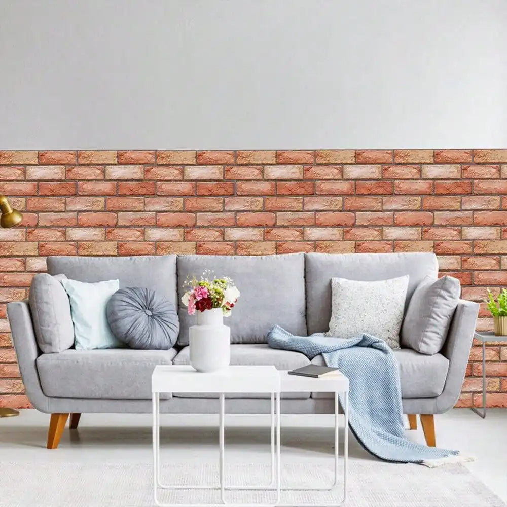 Rustic Brick 3D Wall Stickers – Pack of 10