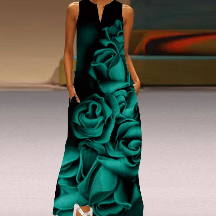 Stylish Turquoise Sleeveless Dress for Women