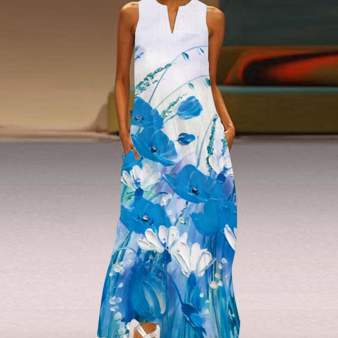 Stylish Turquoise Sleeveless Dress for Women