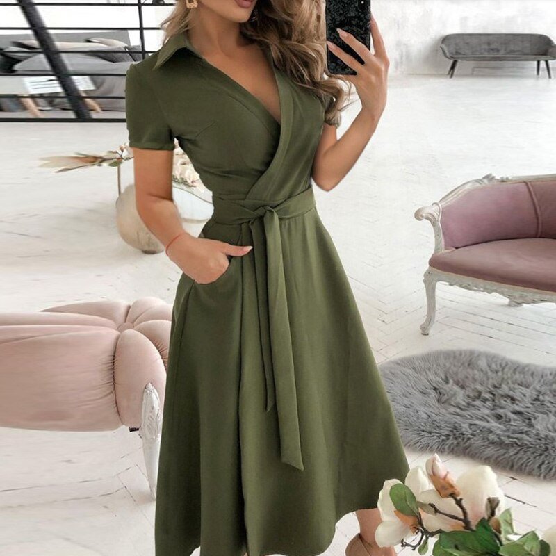 Stylish A-Line Dress with Ties