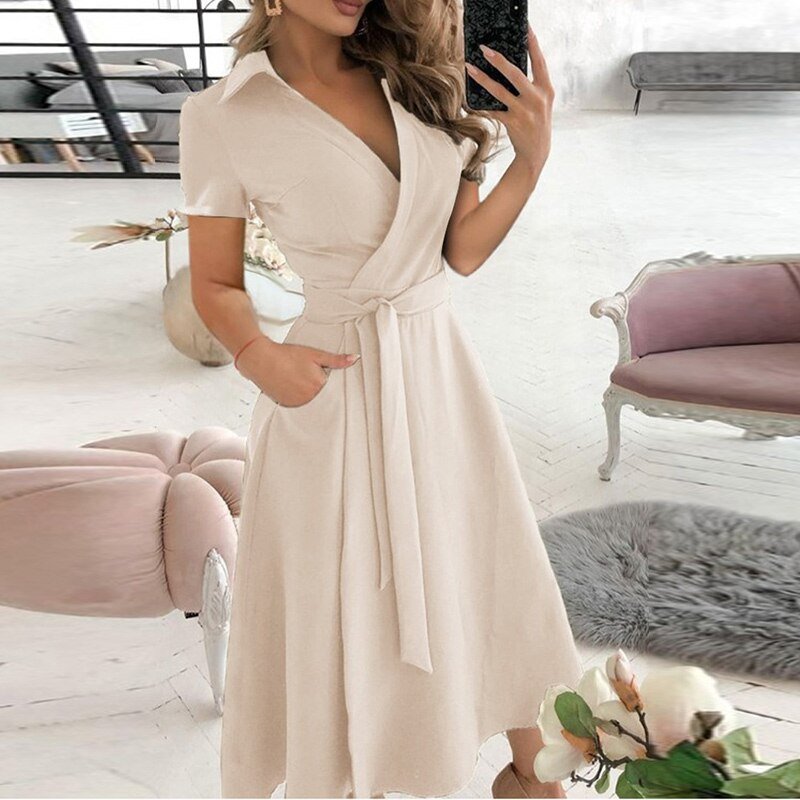 Stylish A-Line Dress with Ties